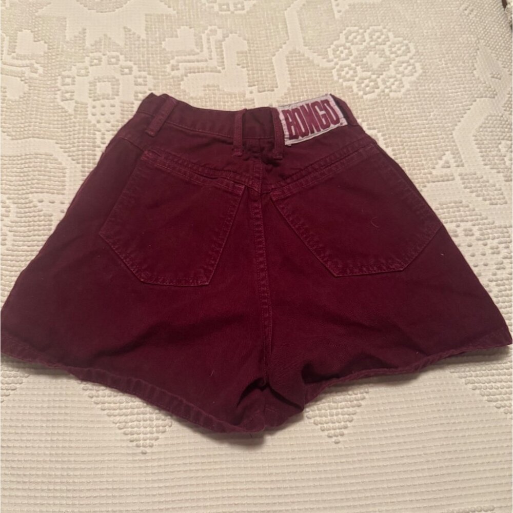 Bongo Vintage High Waisted Burgundy Denim Shorts USA Made Women’s Size 1 90s - Picture 4 of 9
